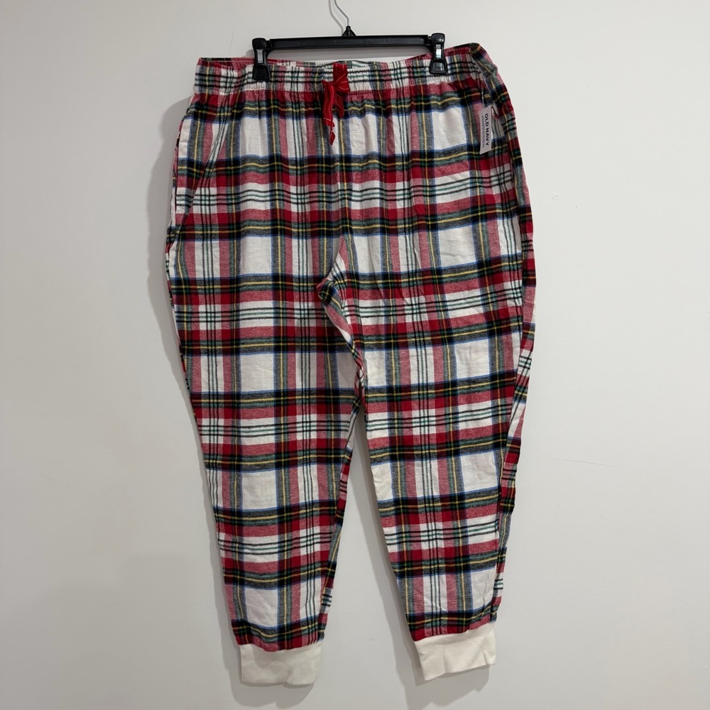 Old Navy Red White Plaid Flannel Jogger Pajama Pants NWT